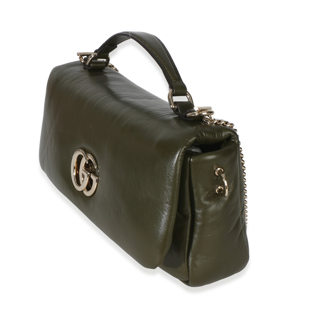 Green Lambskin GG Milano Small Top Handle Shoulder Bag
