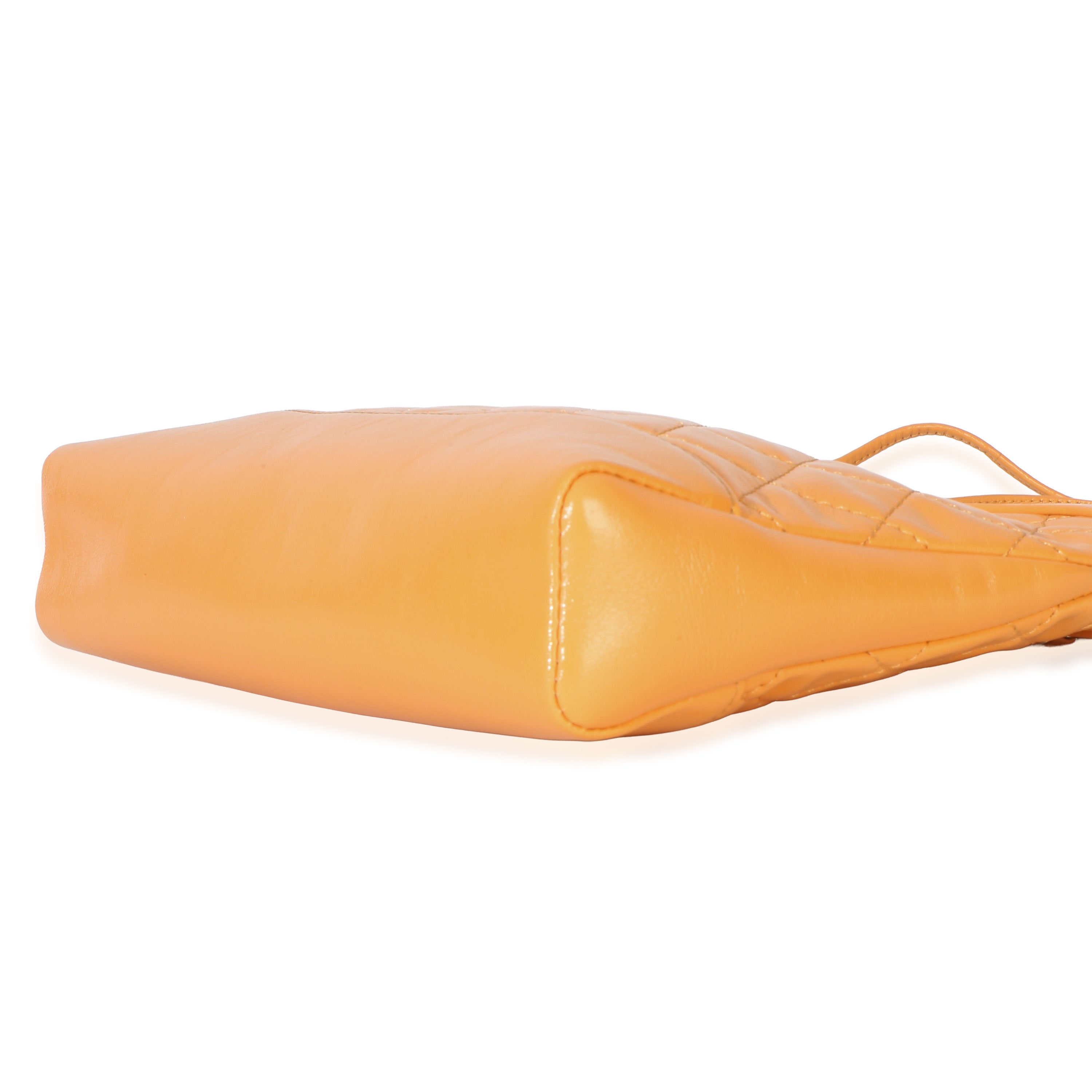 Orange Shiny Crumpled Quilted Calfskin Mini 31 Shopping Bag