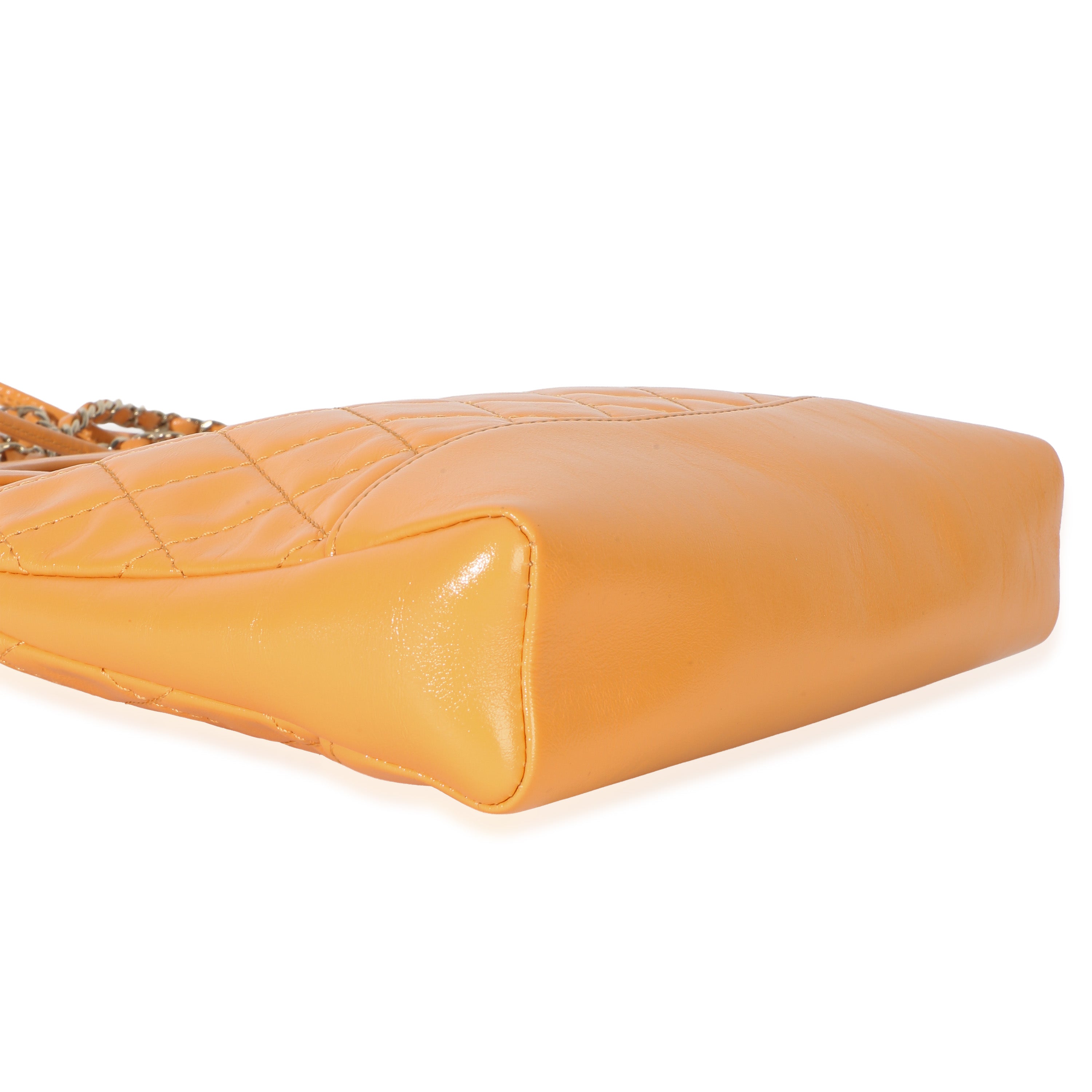Orange Shiny Crumpled Quilted Calfskin Mini 31 Shopping Bag