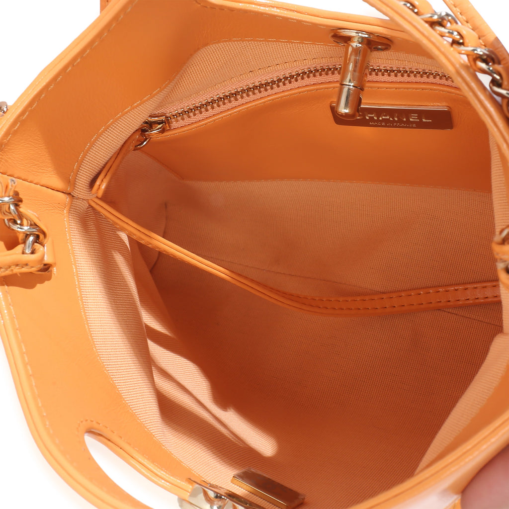 Orange Shiny Crumpled Quilted Calfskin Mini 31 Shopping Bag
