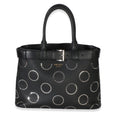 Black Soft Grain Calfskin Studded Large Buckle Bag With Belt