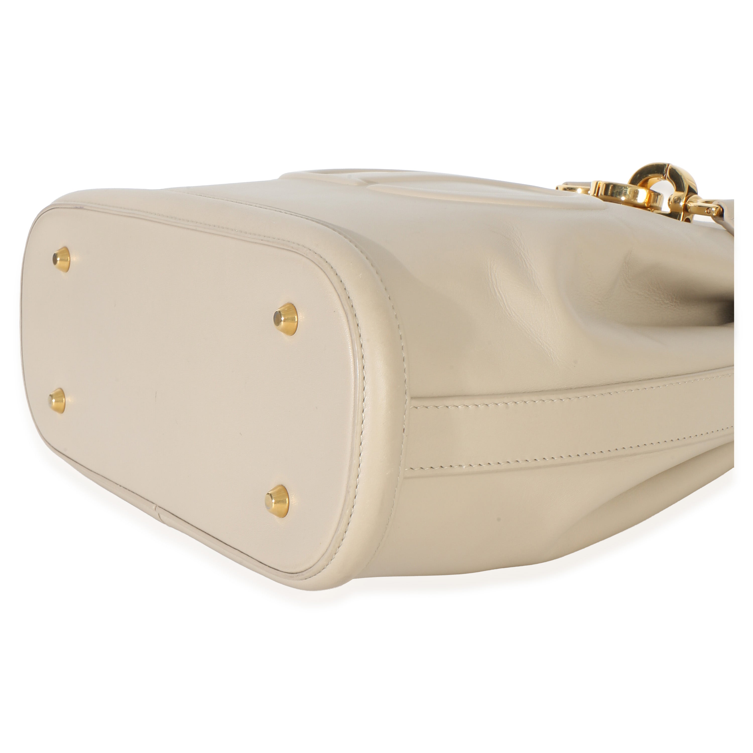Beige Calfskin CD Embossed Medium Cest Bucket Bag