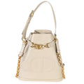 Beige Calfskin CD Embossed Medium Cest Bucket Bag