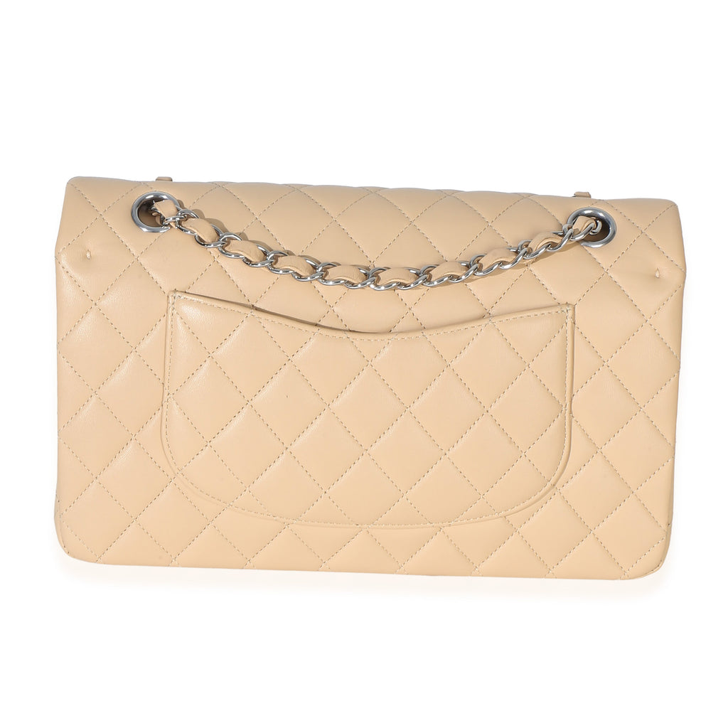 Beige Quilted Lambskin Medium Classic Double Flap Bag