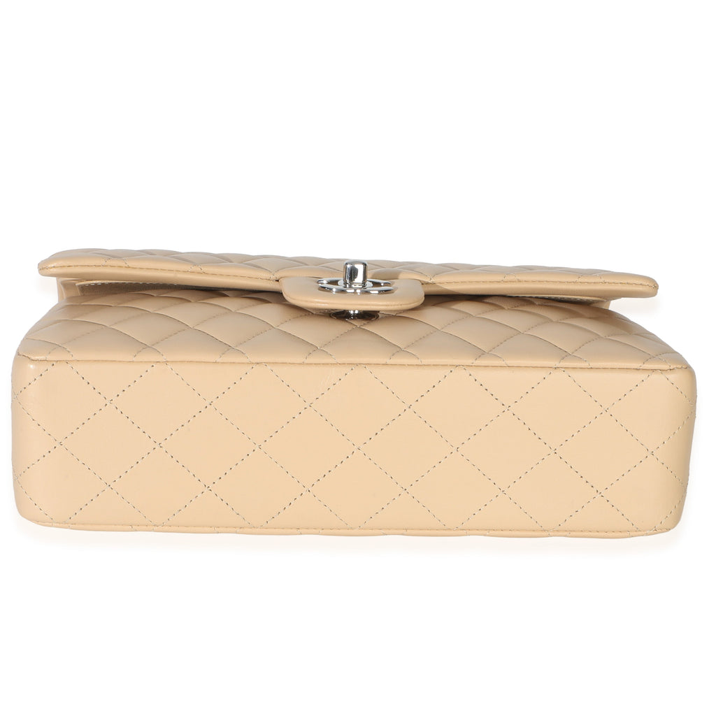Beige Quilted Lambskin Medium Classic Double Flap Bag