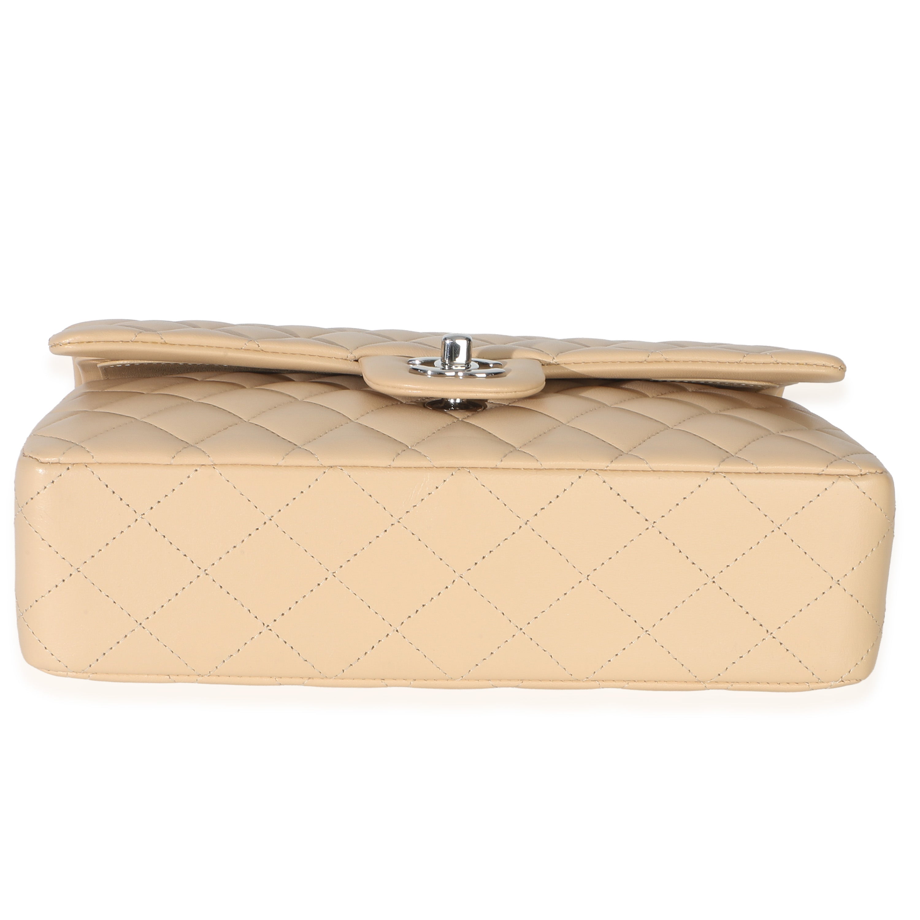 Beige Quilted Lambskin Medium Classic Double Flap Bag