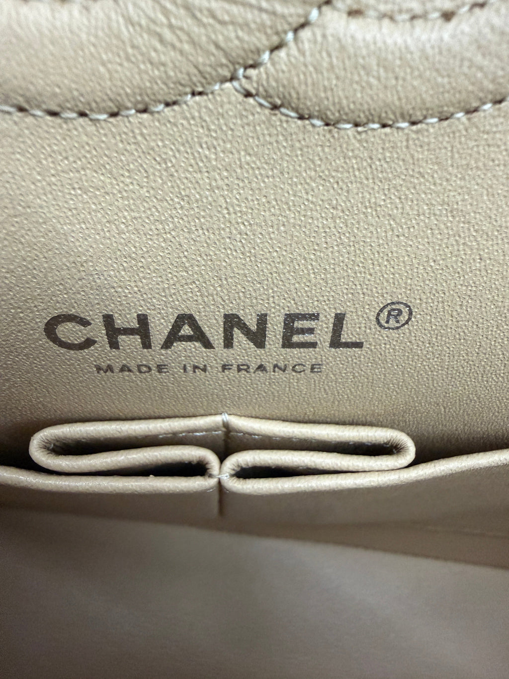 Beige Quilted Lambskin Medium Classic Double Flap Bag