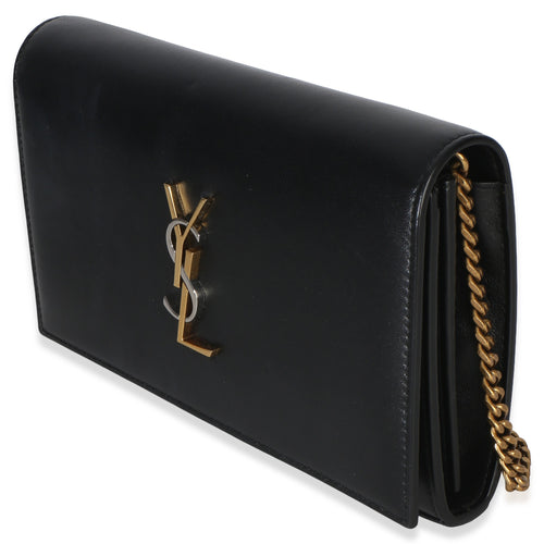 Black Lambskin Tri Metal Kate Wallet On Chain Bag