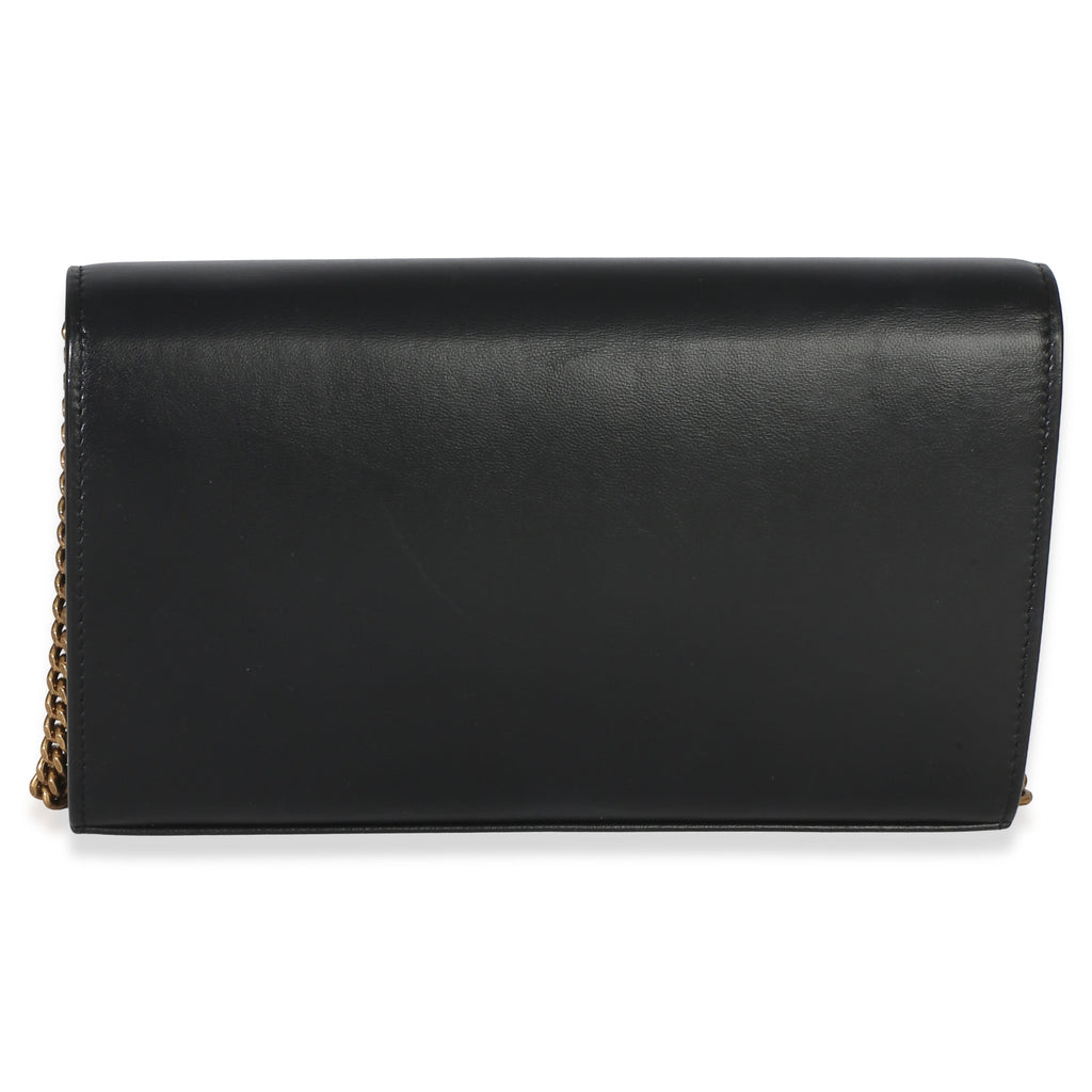 Black Lambskin Tri Metal Kate Wallet On Chain Bag