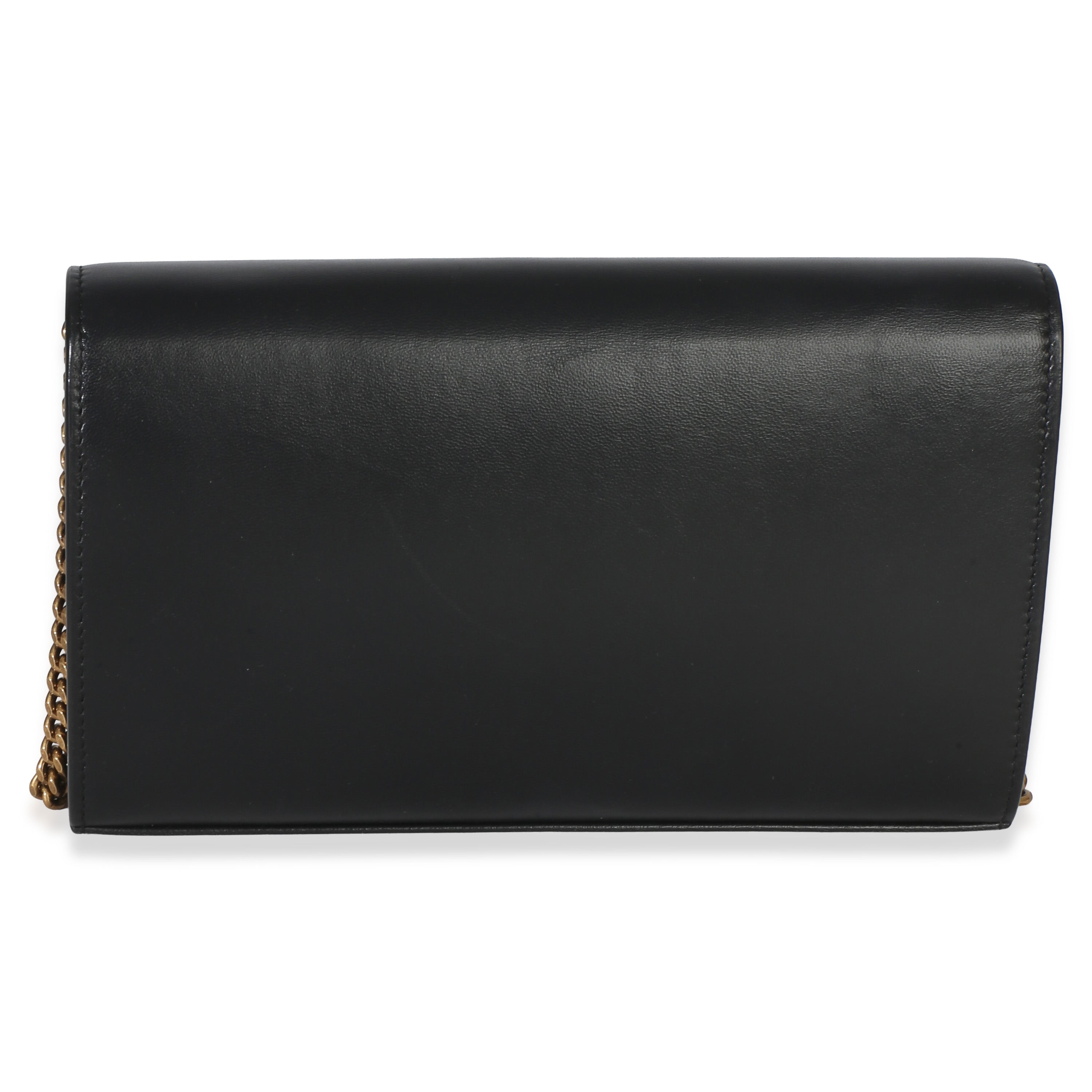 Black Lambskin Tri Metal Kate Wallet On Chain Bag