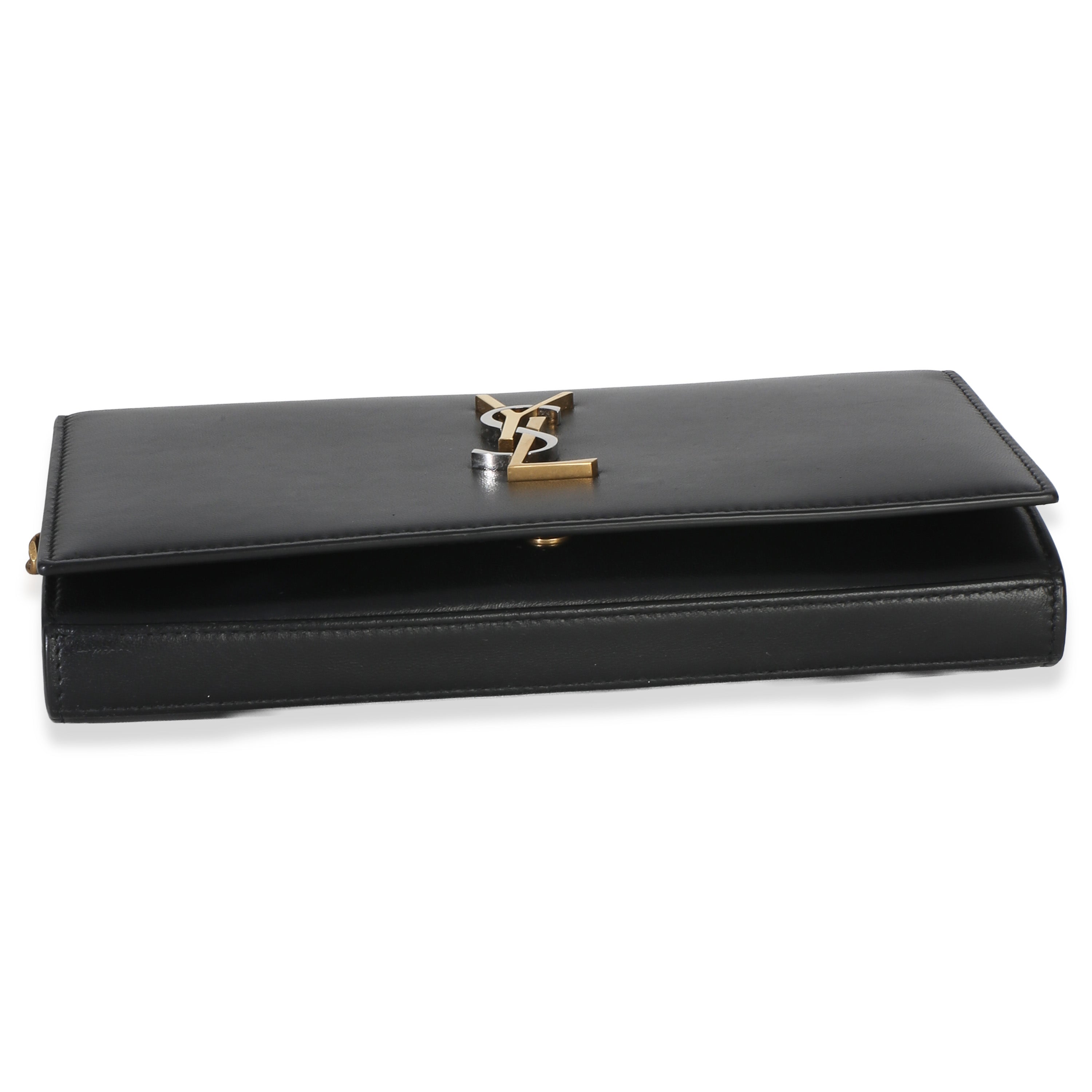Black Lambskin Tri Metal Kate Wallet On Chain Bag