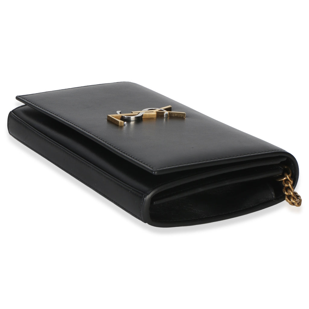 Black Lambskin Tri Metal Kate Wallet On Chain Bag