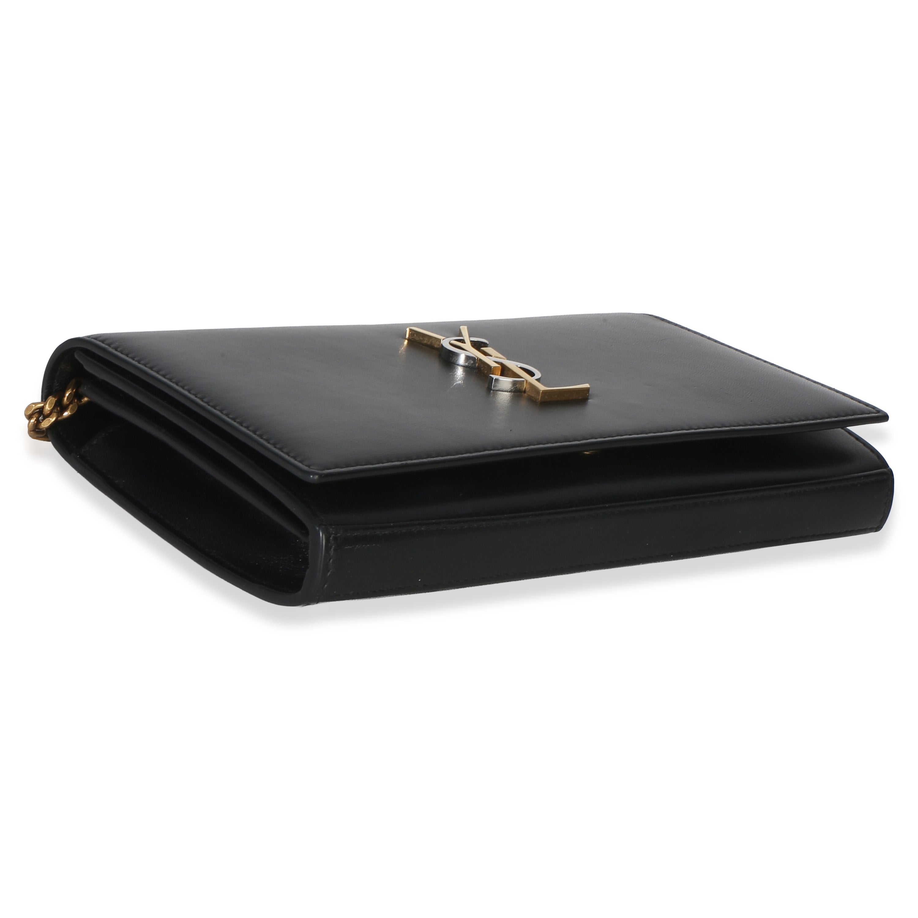 Black Lambskin Tri Metal Kate Wallet On Chain Bag