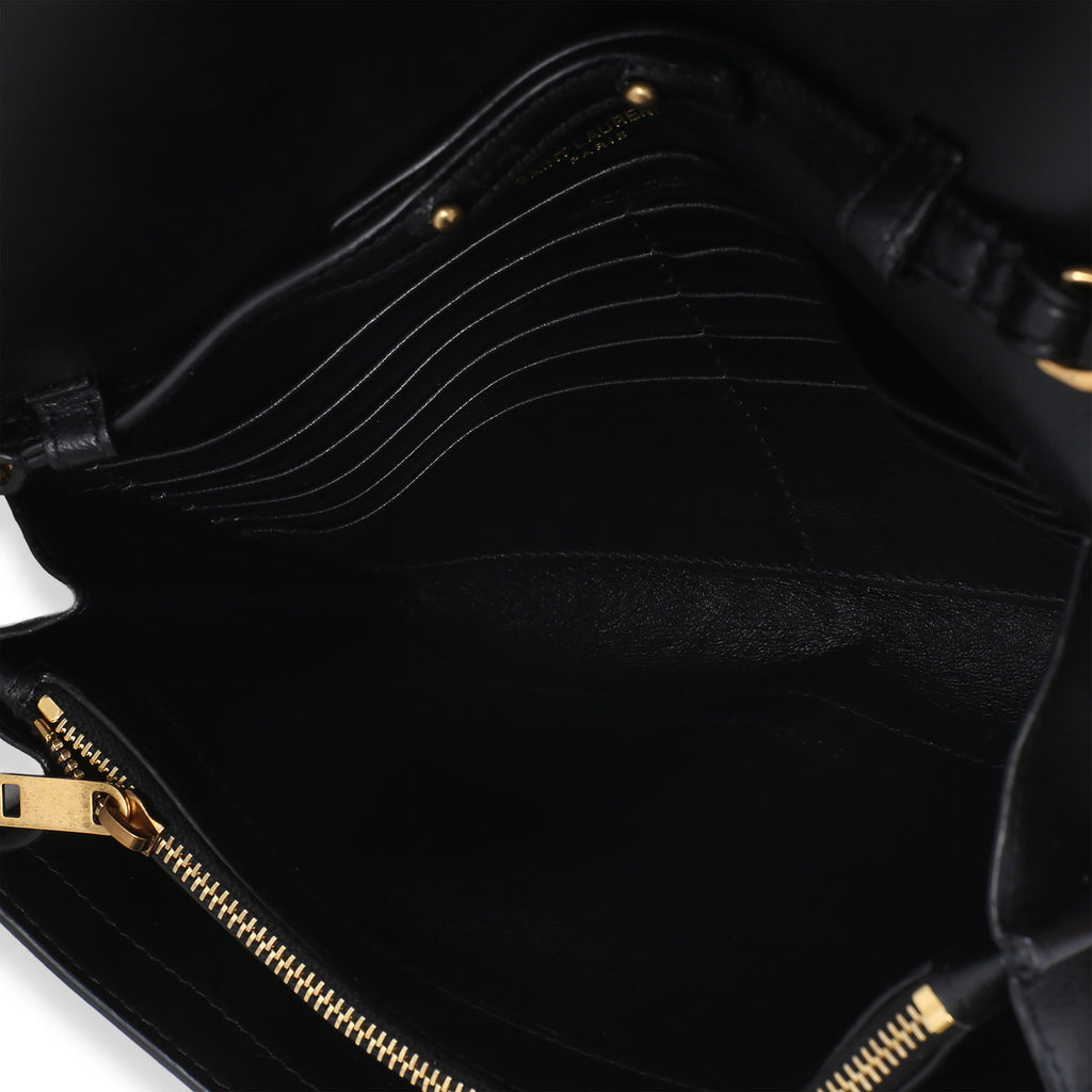 Black Lambskin Tri Metal Kate Wallet On Chain Bag