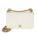 White Quilted Calfskin Pearl CC Wallet On Chain