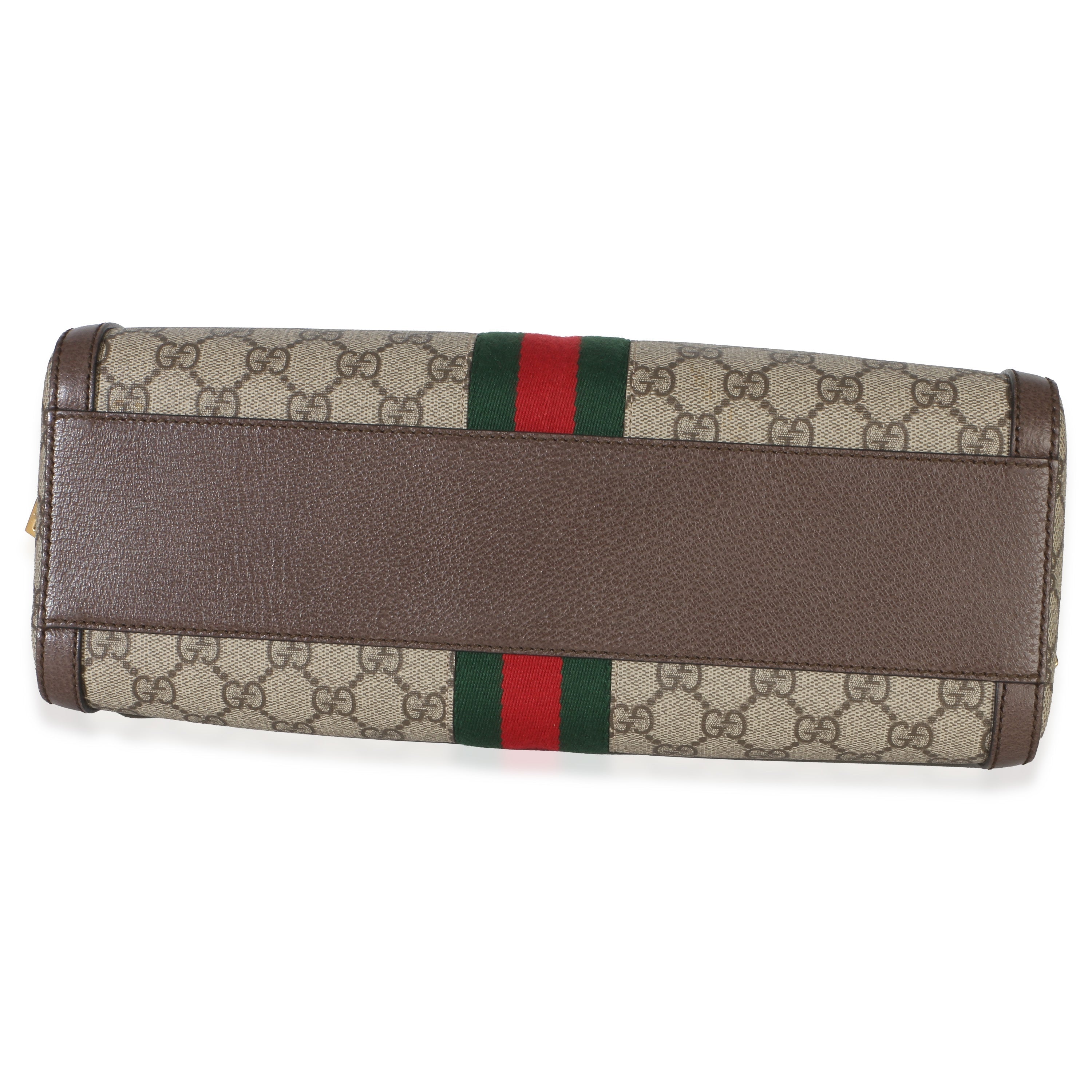 Beige GG Supreme Monogram Canvas Web Medium Ophidia Boston Bag
