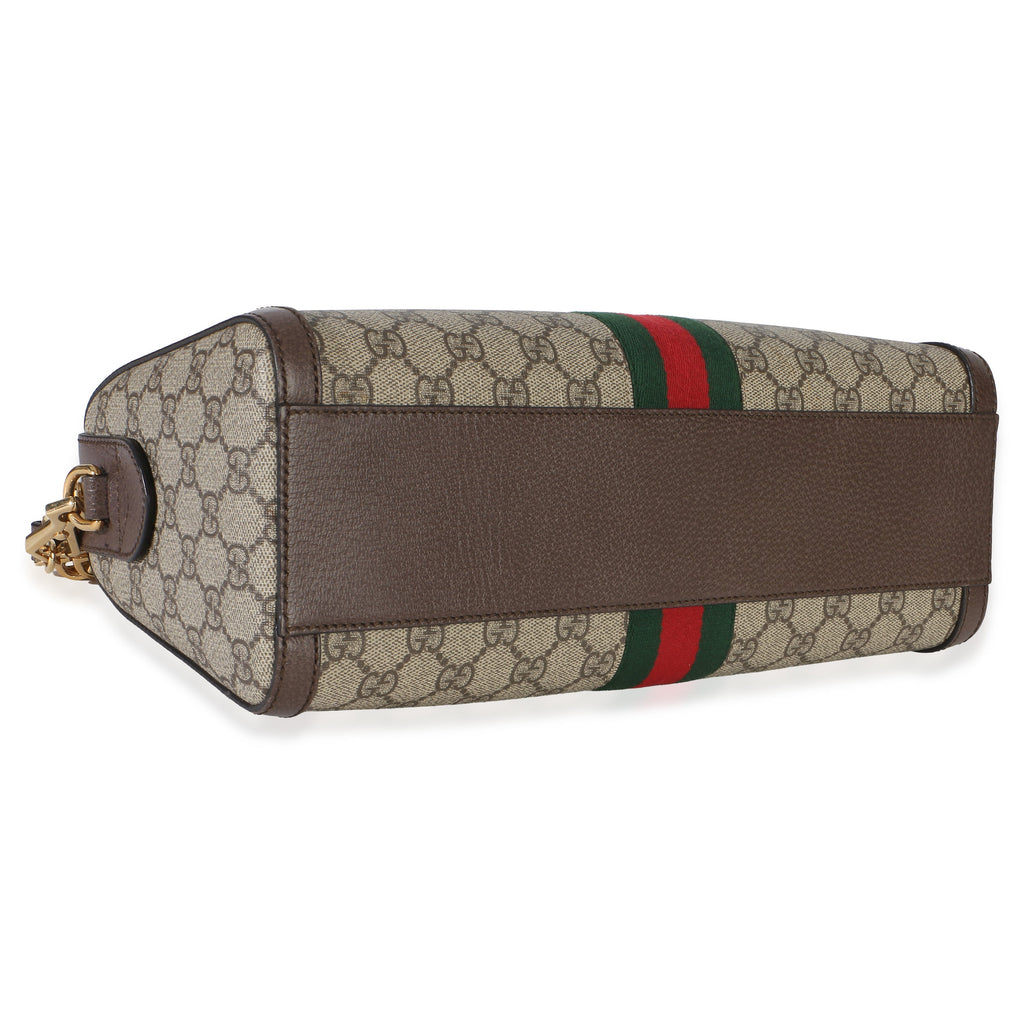 Beige GG Supreme Monogram Canvas Web Medium Ophidia Boston Bag