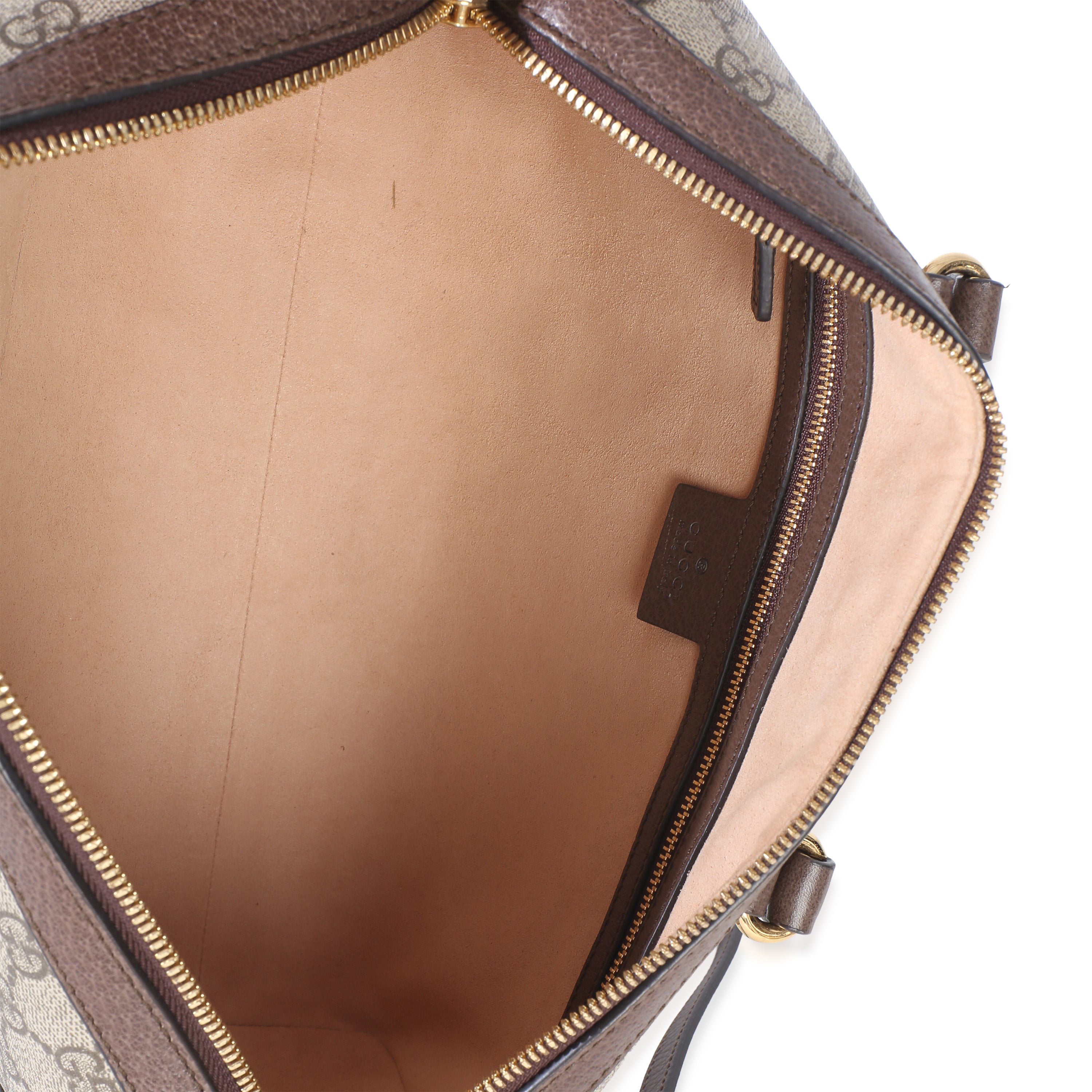 Beige GG Supreme Monogram Canvas Web Medium Ophidia Boston Bag