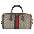 Beige GG Supreme Monogram Canvas Web Medium Ophidia Boston Bag