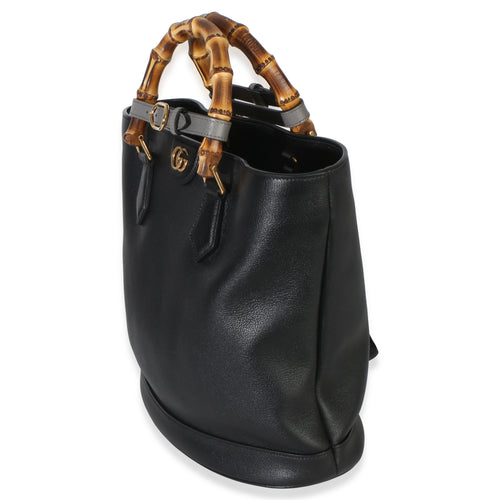 Black Dollar Calfskin GG Diana Medium Bamboo Handle Tote