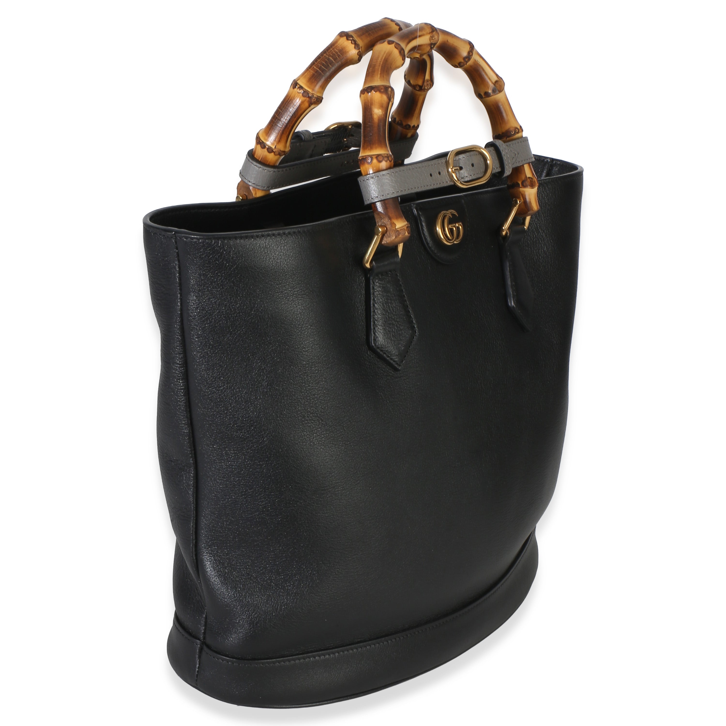 Black Dollar Calfskin GG Diana Medium Bamboo Handle Tote