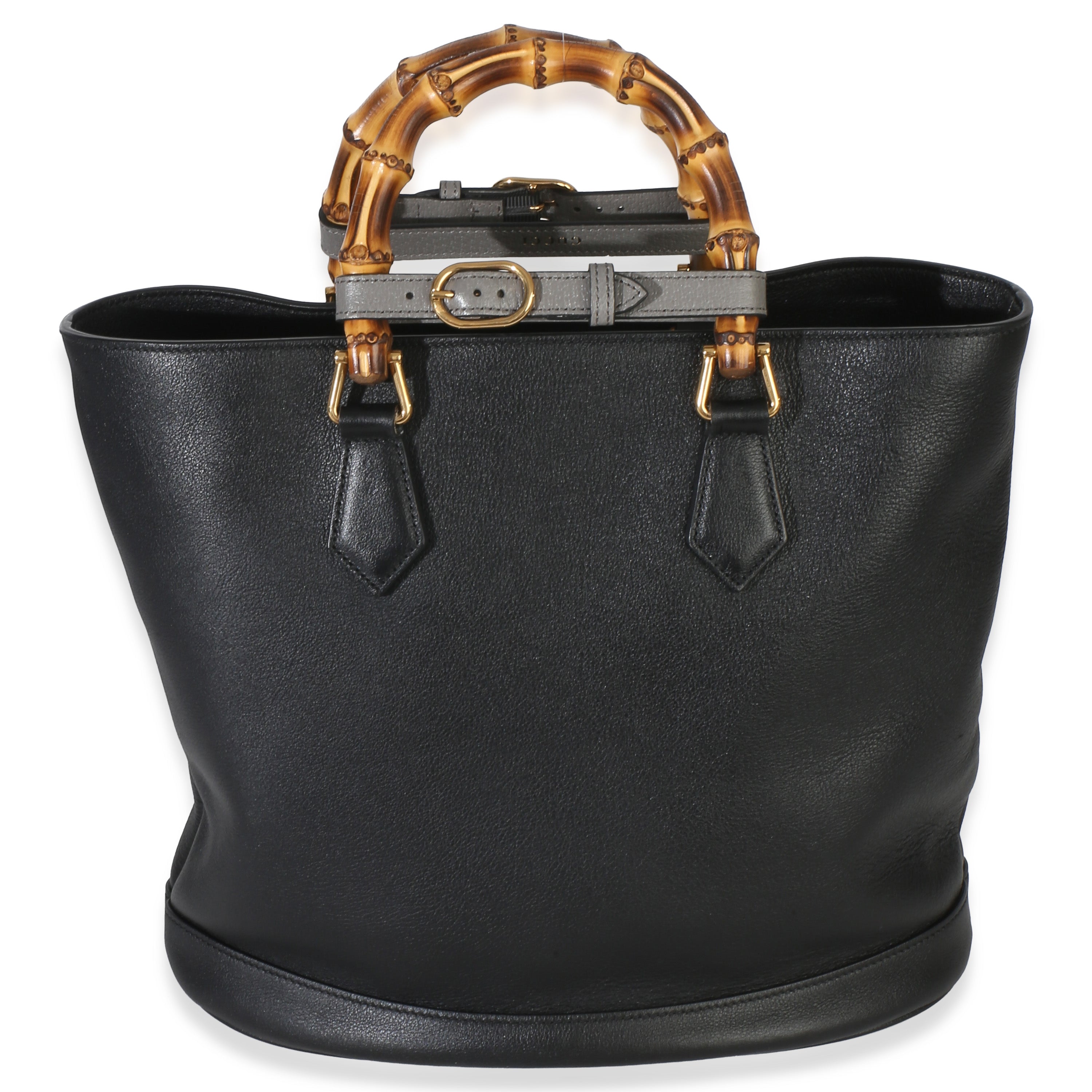 Black Dollar Calfskin GG Diana Medium Bamboo Handle Tote