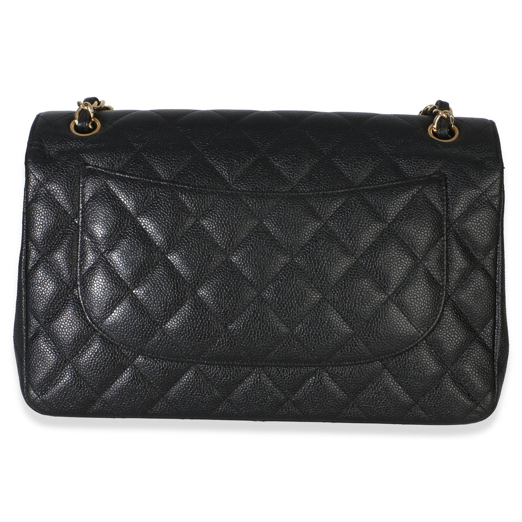 Black Quilted Caviar Jumbo Double Flap Bag