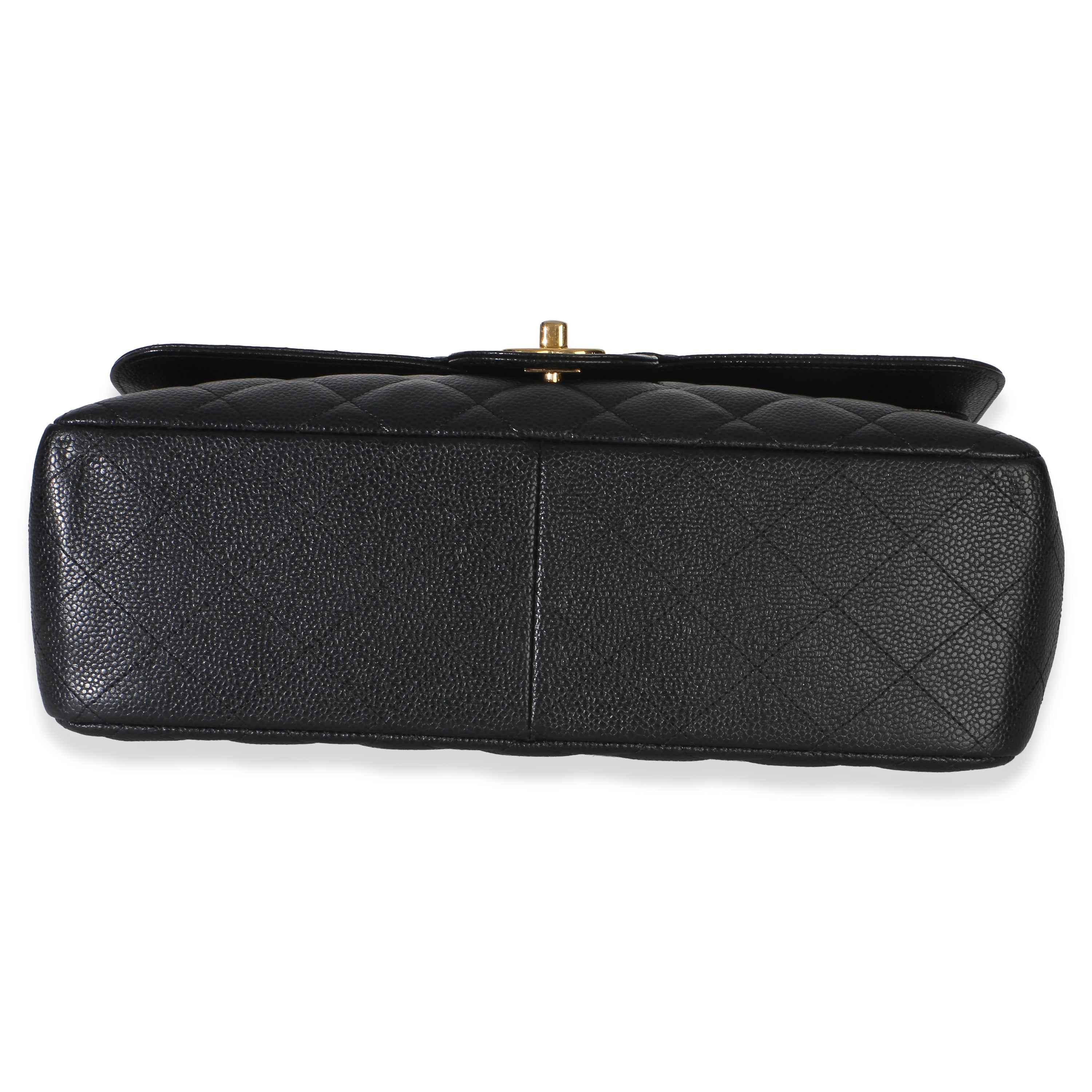 Black Quilted Caviar Jumbo Double Flap Bag