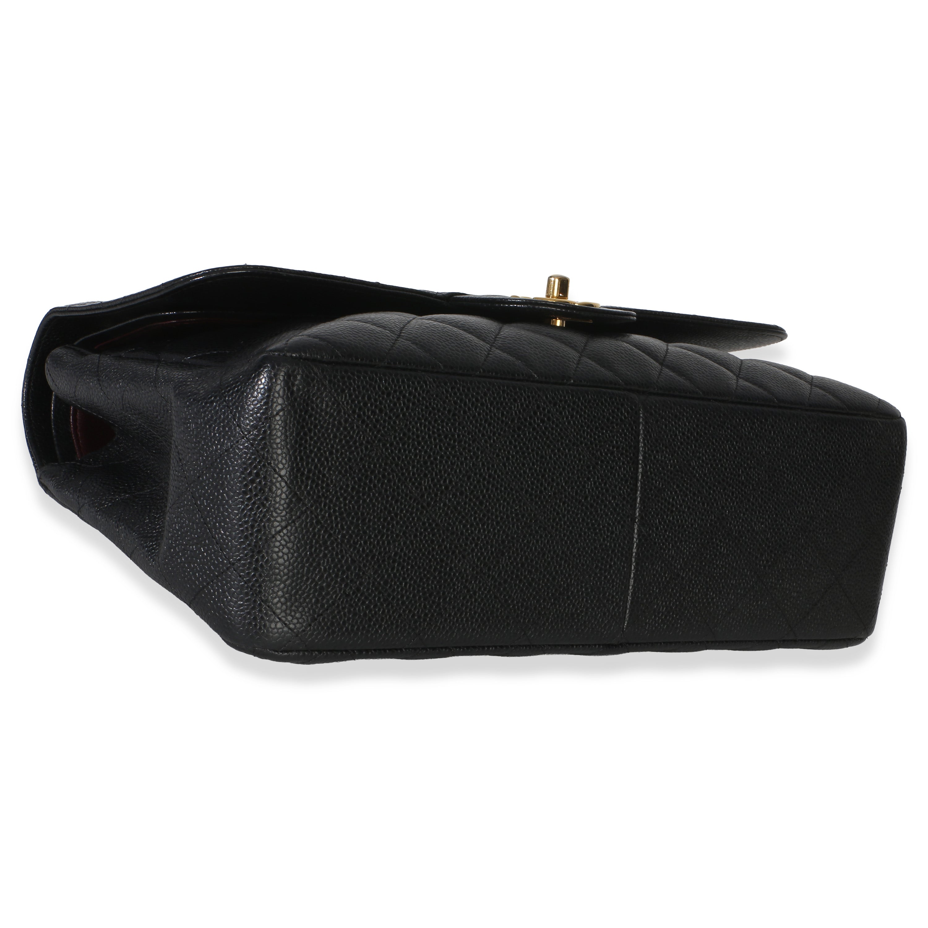 Black Quilted Caviar Jumbo Double Flap Bag
