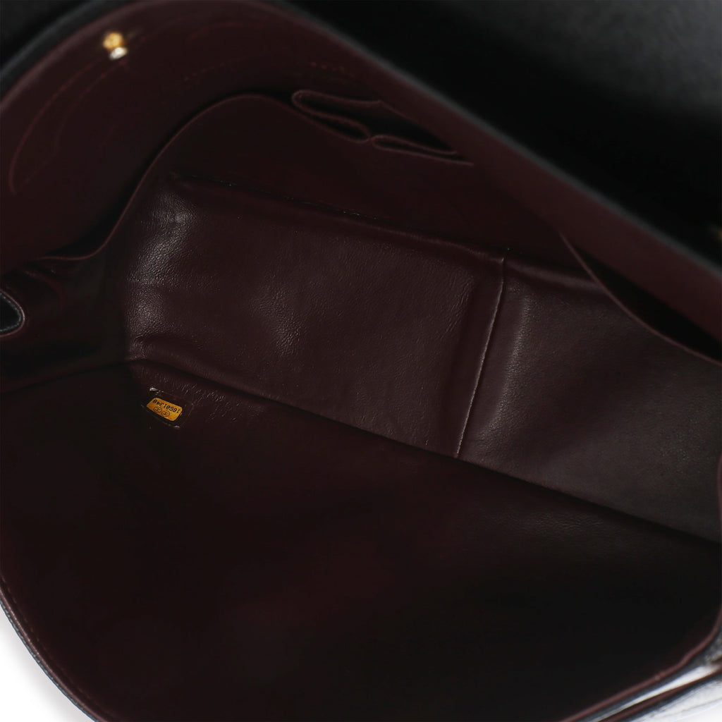 Black Quilted Caviar Jumbo Double Flap Bag