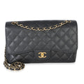 Black Quilted Caviar Jumbo Double Flap Bag