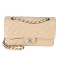 Beige Quilted Caviar Medium Double Flap Bag