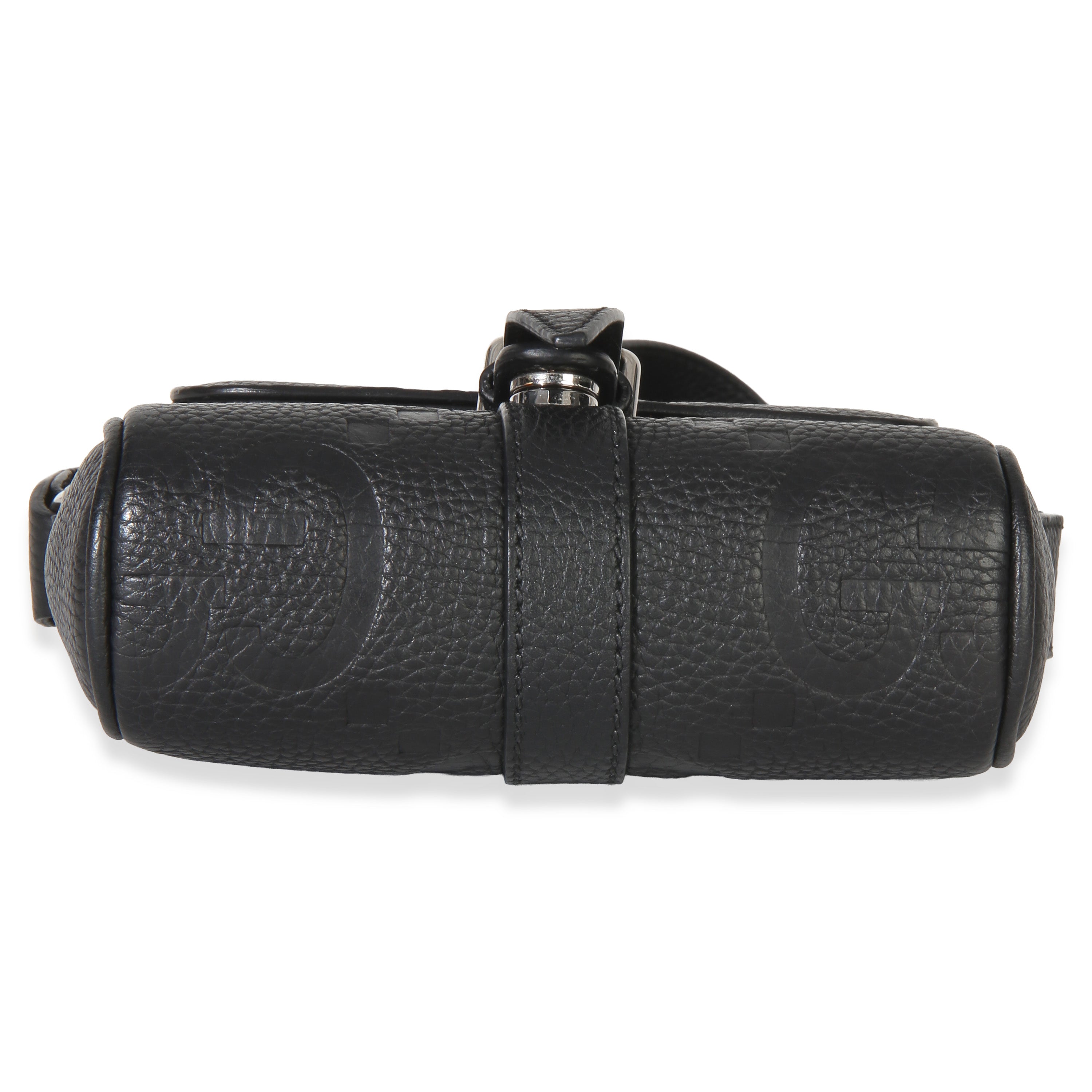 Black Piuma Calfskin Jumbo GG Embossed Small Messenger Bag