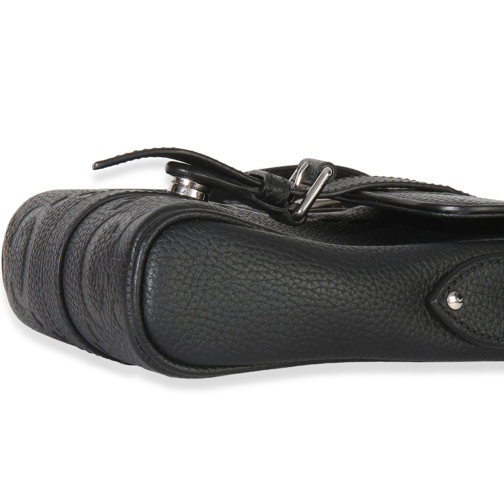 Black Piuma Calfskin Jumbo GG Embossed Small Messenger Bag