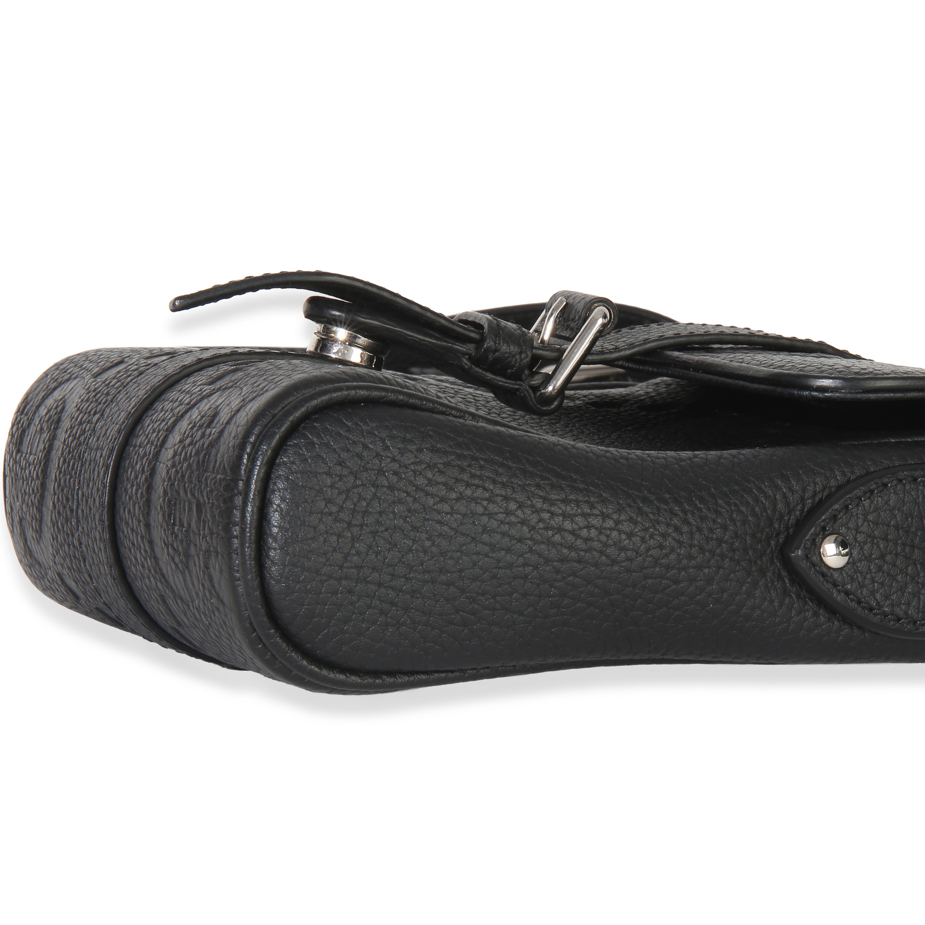 Black Piuma Calfskin Jumbo GG Embossed Small Messenger Bag