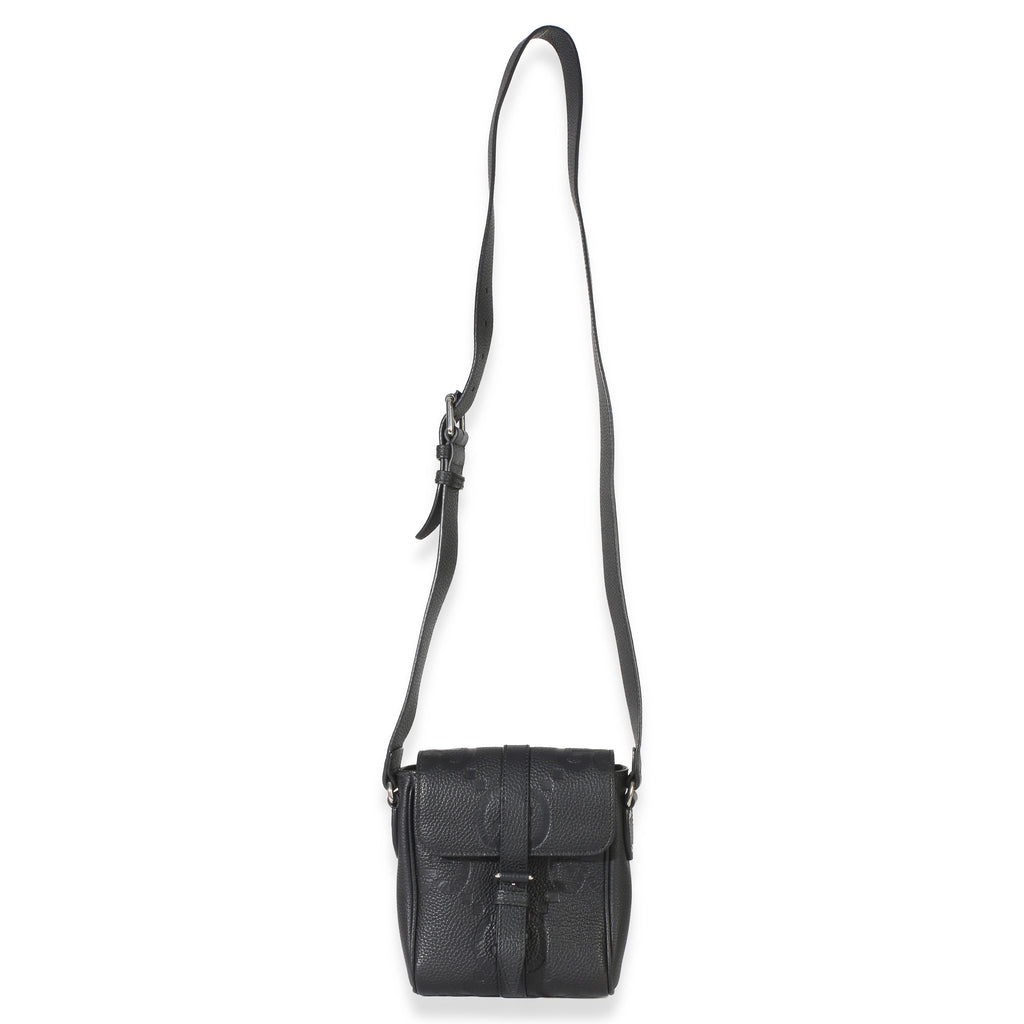 Black Piuma Calfskin Jumbo GG Embossed Small Messenger Bag