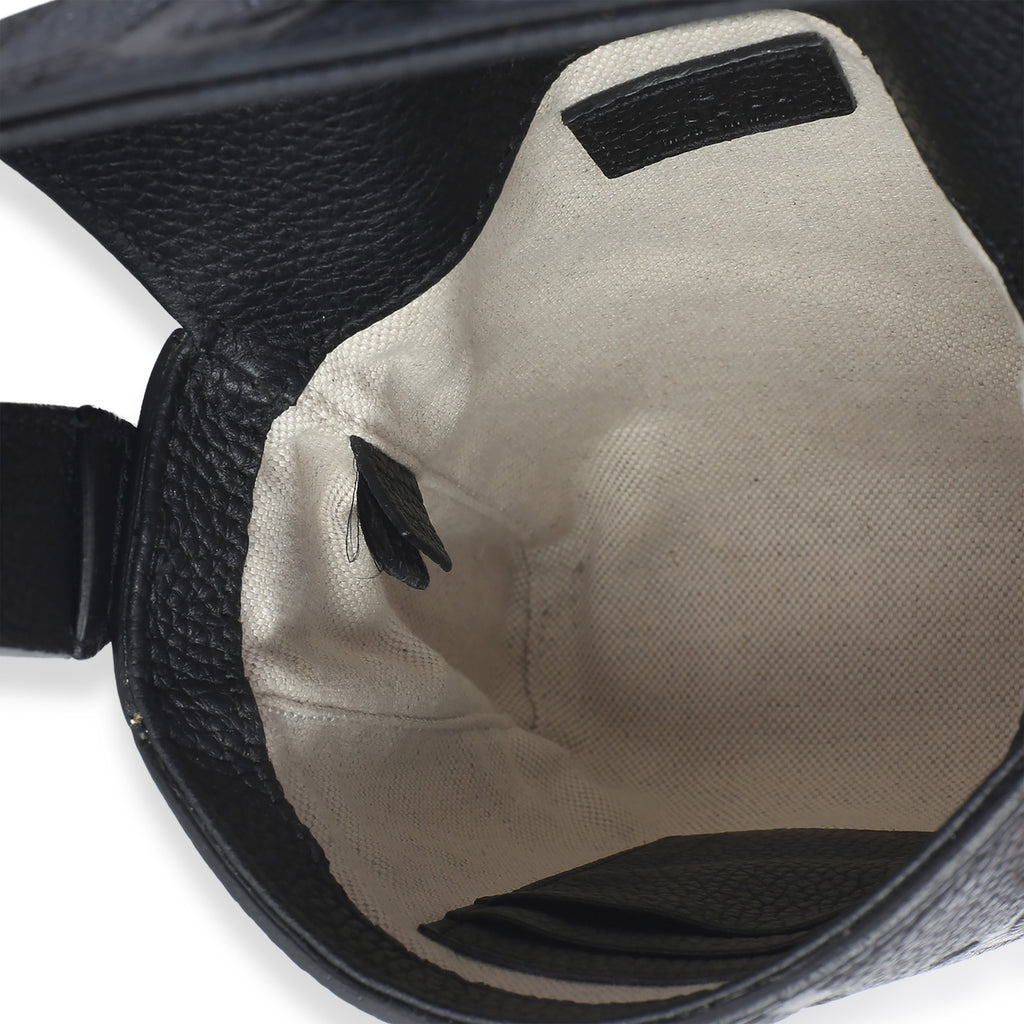 Black Piuma Calfskin Jumbo GG Embossed Small Messenger Bag
