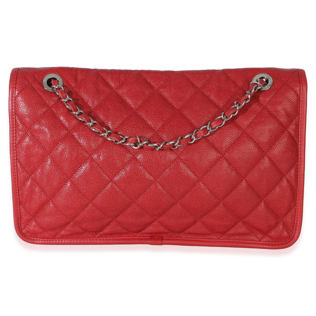Red Quilted Caviar Medium French Riviera Flap Bag