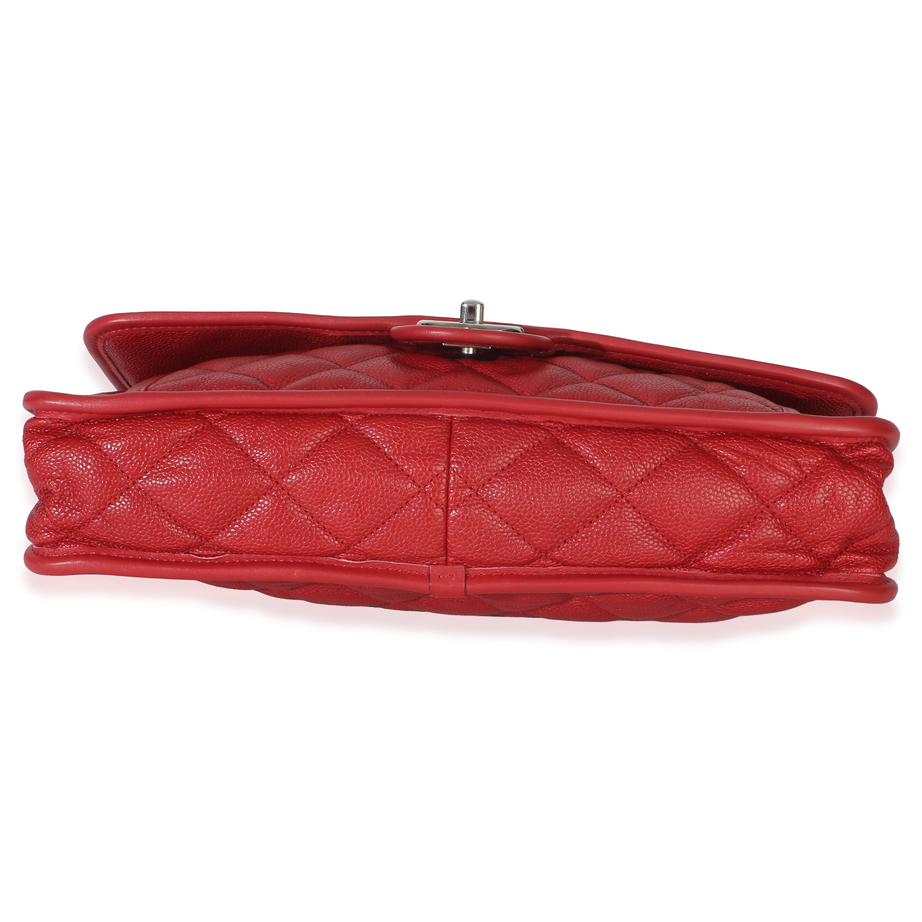 Red Quilted Caviar Medium French Riviera Flap Bag