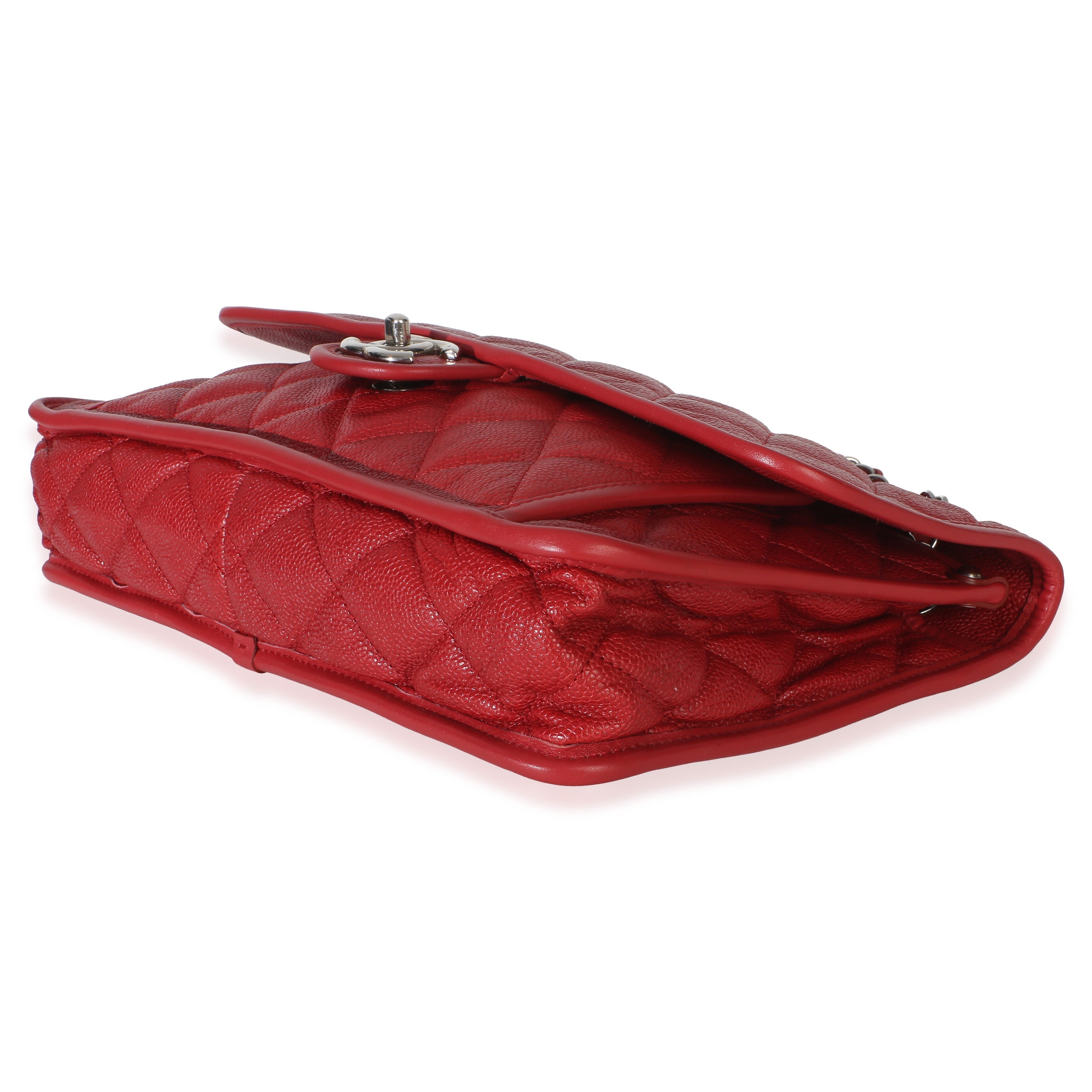 Red Quilted Caviar Medium French Riviera Flap Bag