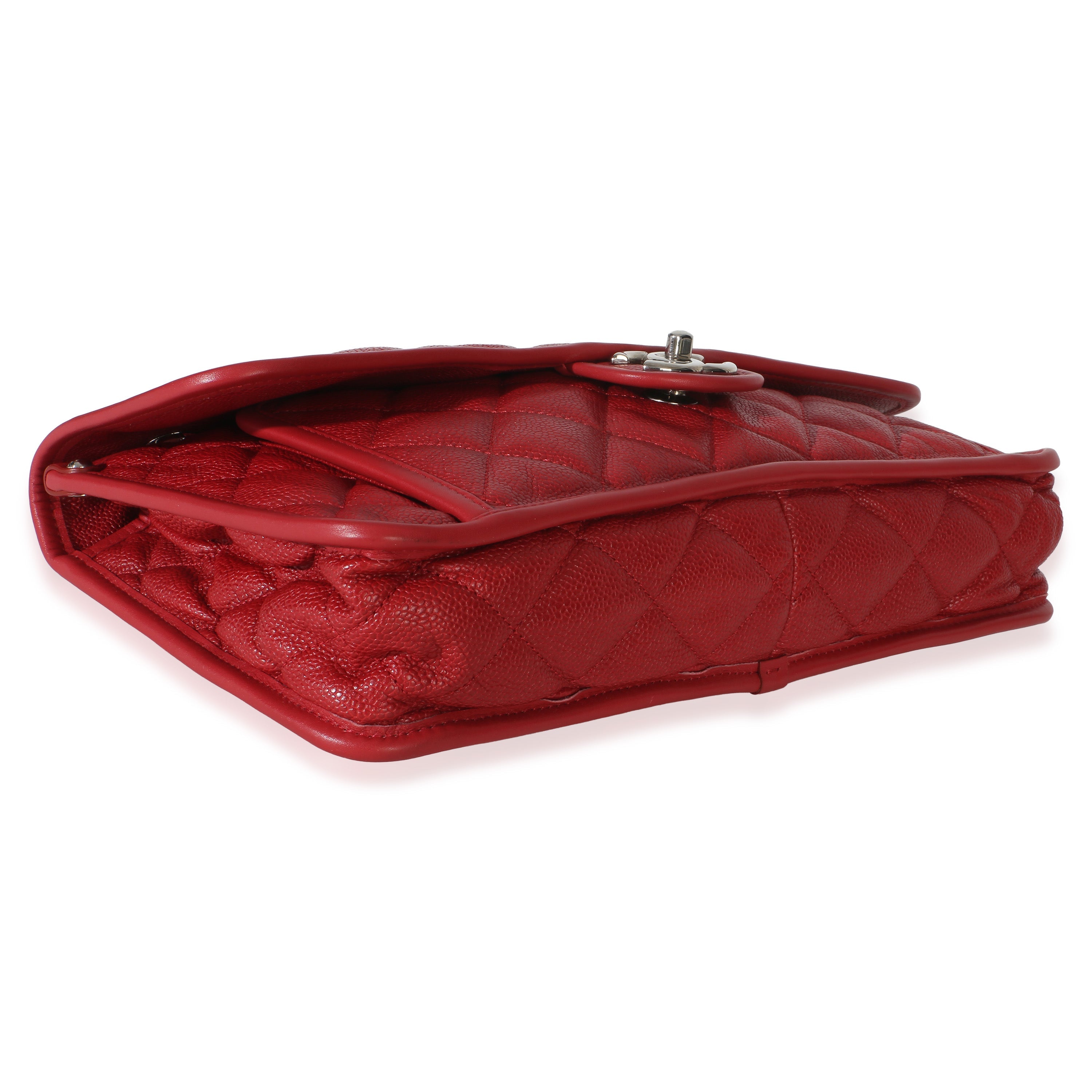 Red Quilted Caviar Medium French Riviera Flap Bag