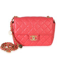 Red Quilted Lambskin Coco Pins Chain Mini Flap Bag