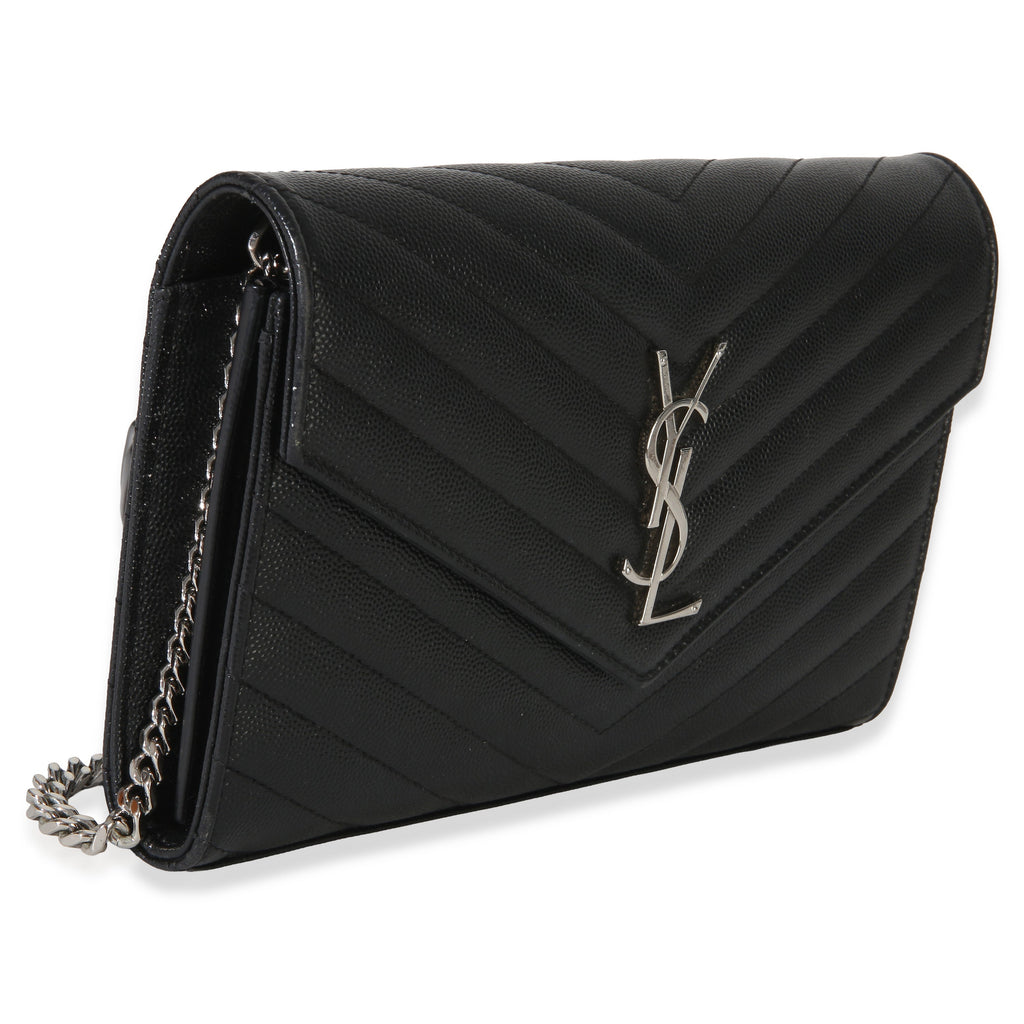 Black Grain De Poudre Cassandre Chain Wallet