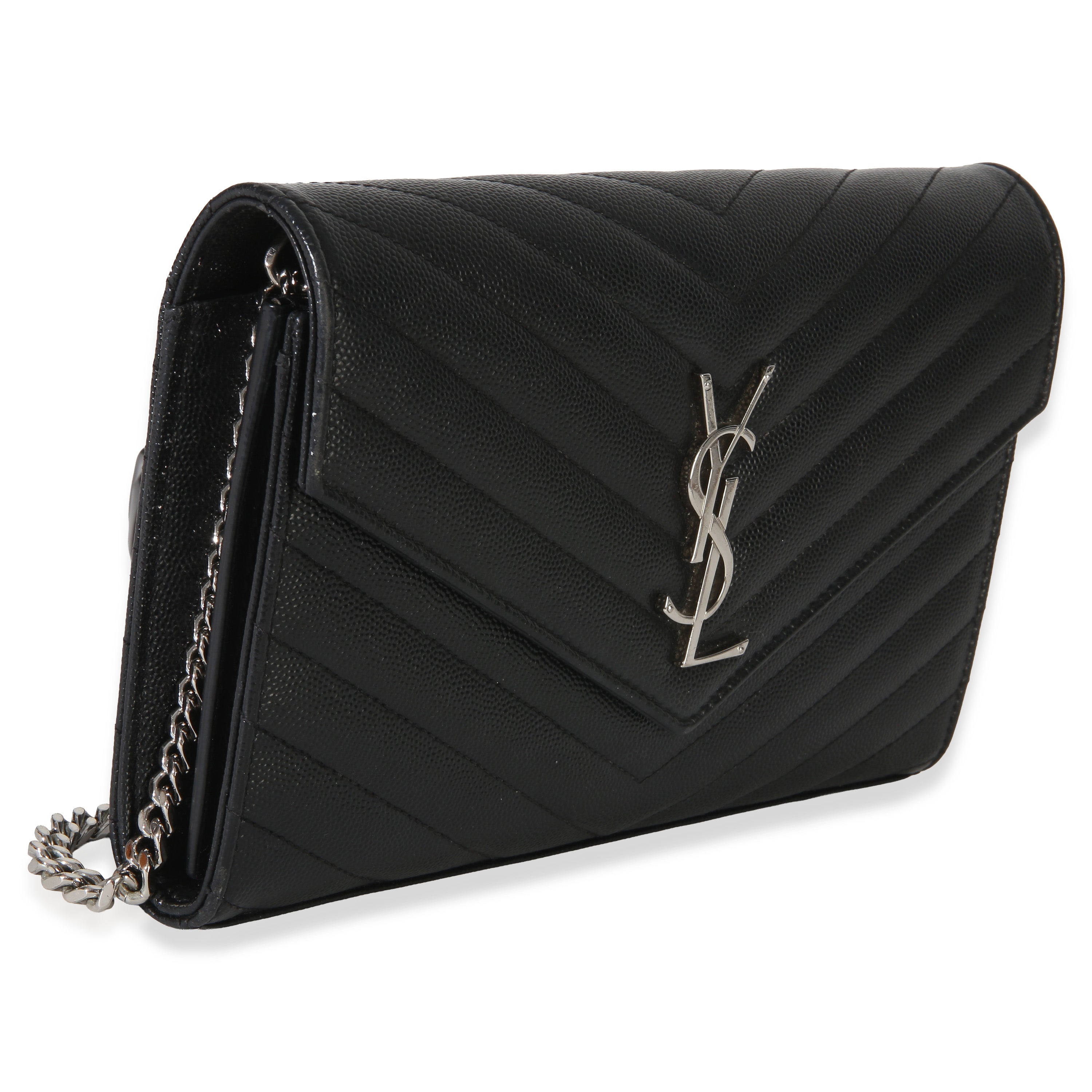 Black Grain De Poudre Cassandre Chain Wallet