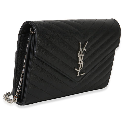 Black Grain De Poudre Cassandre Chain Wallet