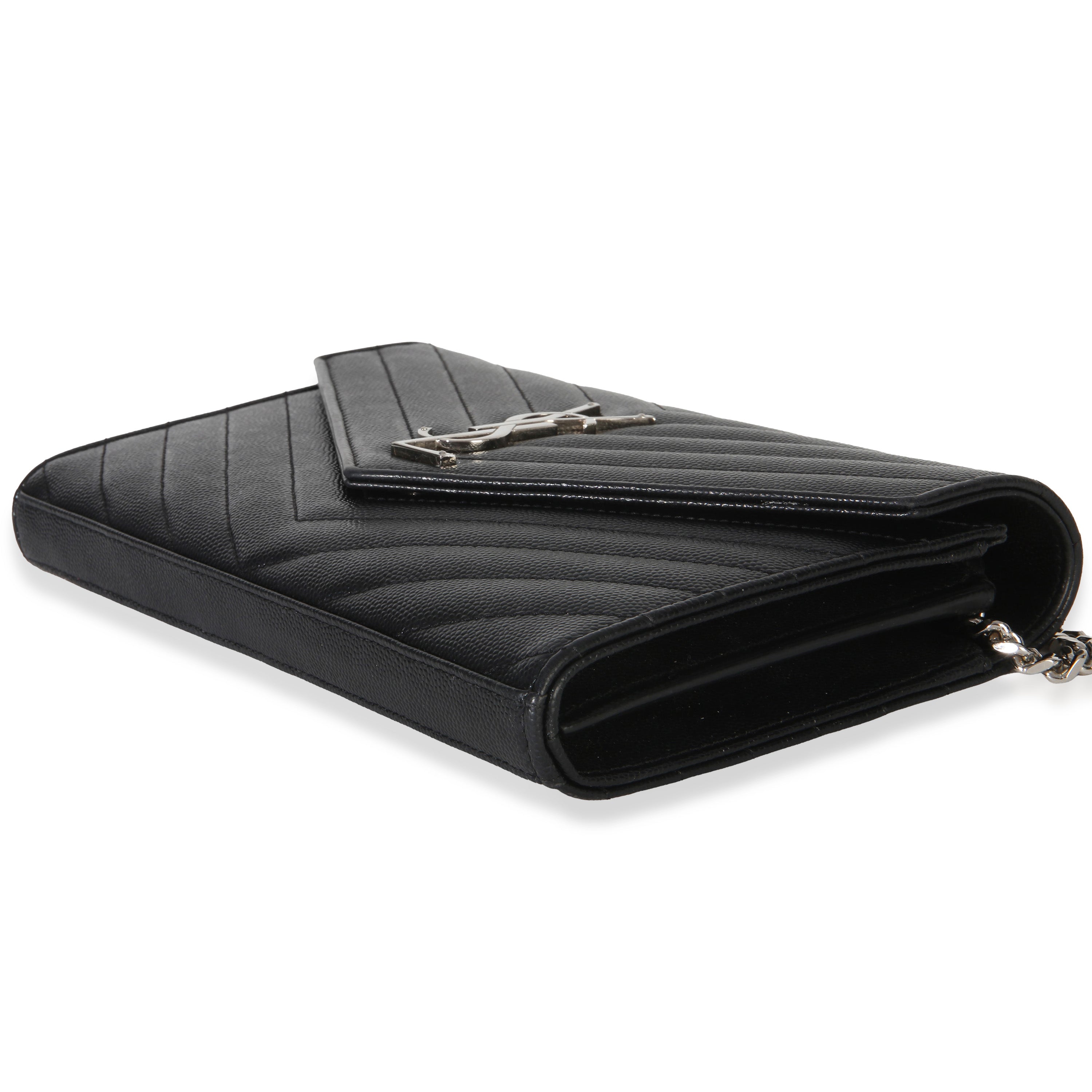 Black Grain De Poudre Cassandre Chain Wallet