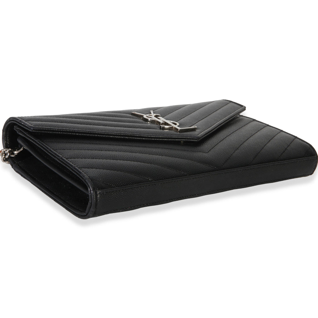 Black Grain De Poudre Cassandre Chain Wallet