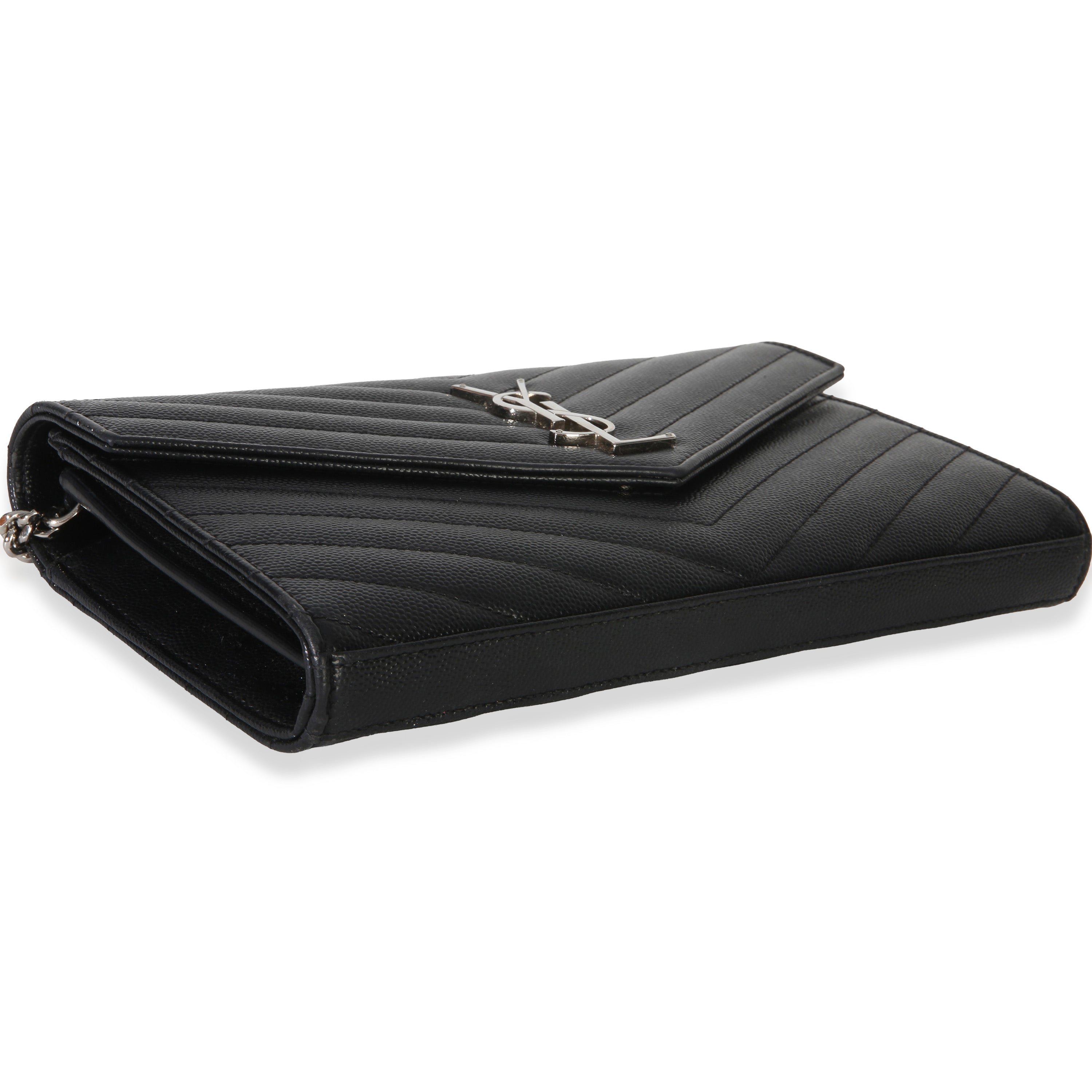Black Grain De Poudre Cassandre Chain Wallet