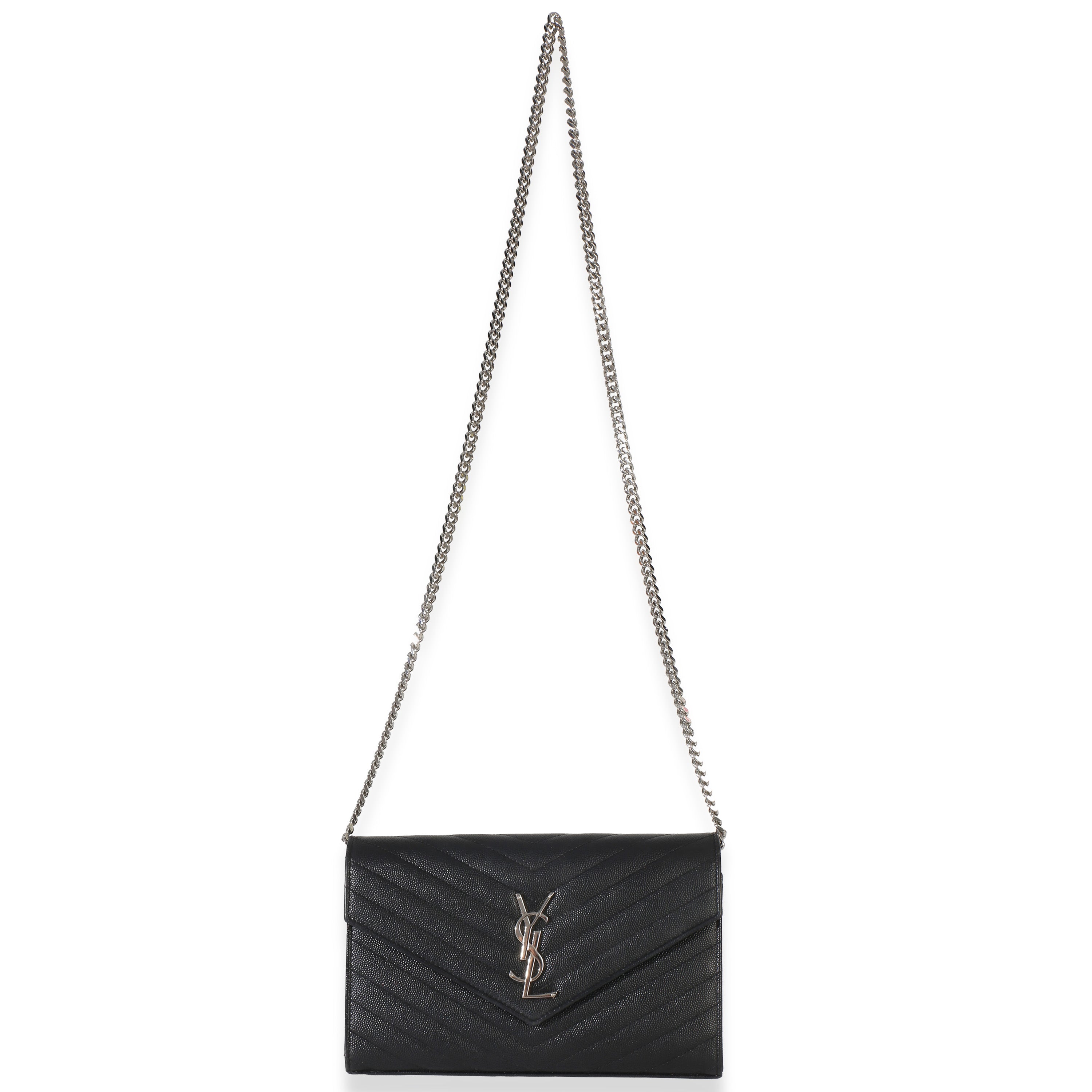 Black Grain De Poudre Cassandre Chain Wallet