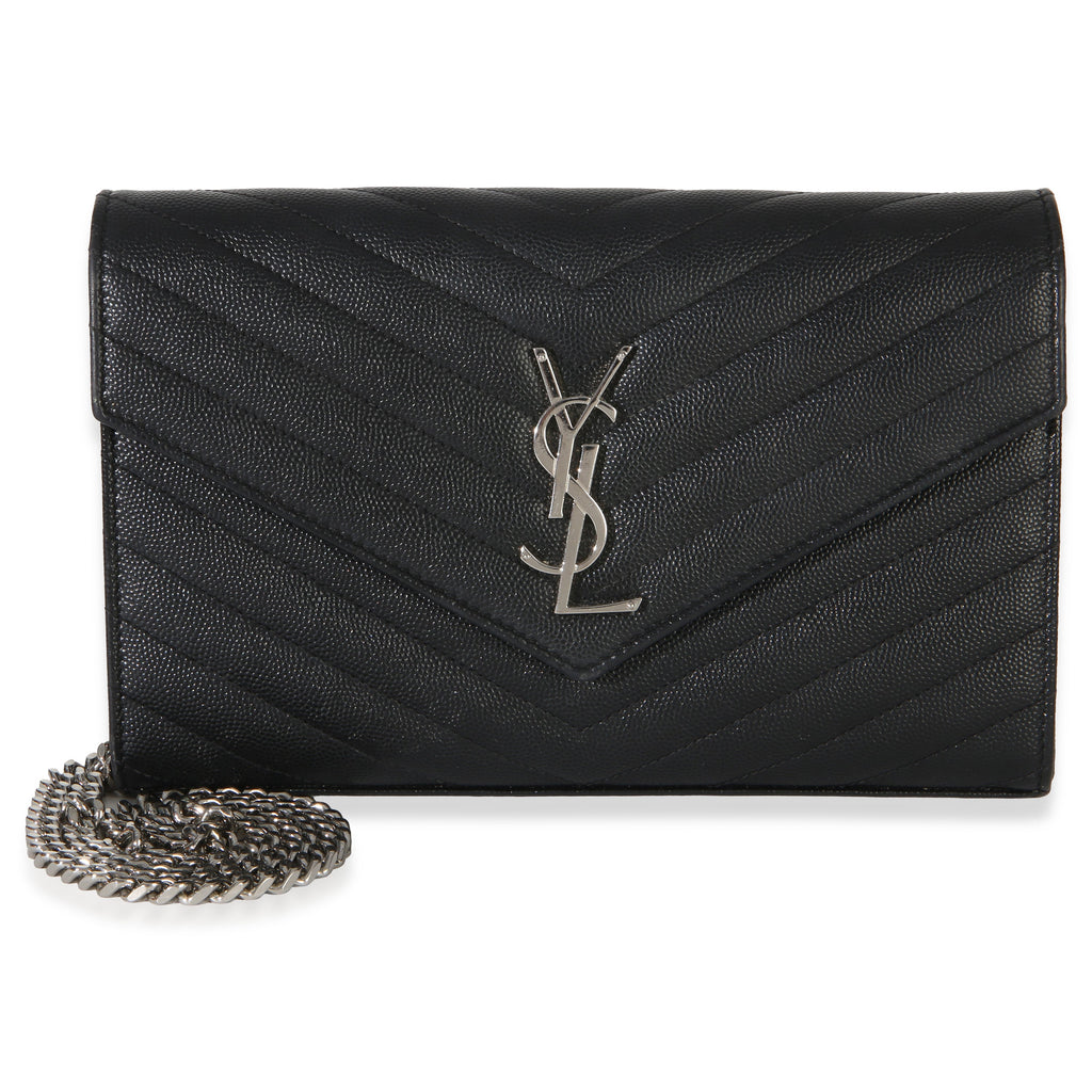 Black Grain De Poudre Cassandre Chain Wallet